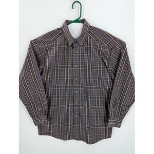 Ariat Pro Series Men's Brown Plaid Checked Button Down Long Sleeve Shirt, XL